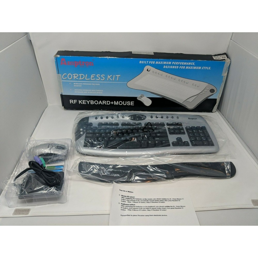 Amptron Professional Wireless Keyboard & Mouse AKM-C0350 AGM-9300 VTG 90s NEW